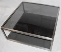 1 x Chelsom Designer Designer Coffee Table - Features A Tinted Glass Top With A Sturdy Metal Base