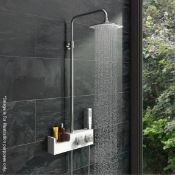 1 x Chime Cubic White Shower Riser Kit With Shelf - Dimensions: H88 x W50cm, 7kg - Ref: MT394 -