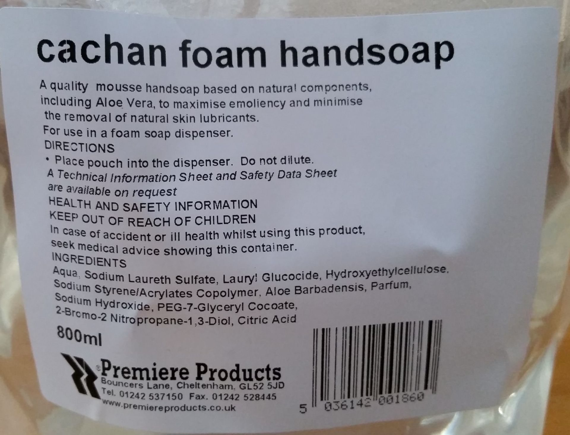 80 x Cachan Foam 800ml Handwash - Suitable For Foaming Dispnesers - Expiry December 2018 - - Image 3 of 5