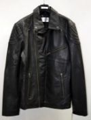 1 x Real Nappa Leather Jacket By Hains & Bonner - New With Tags - Recent Store Closure - Colour: