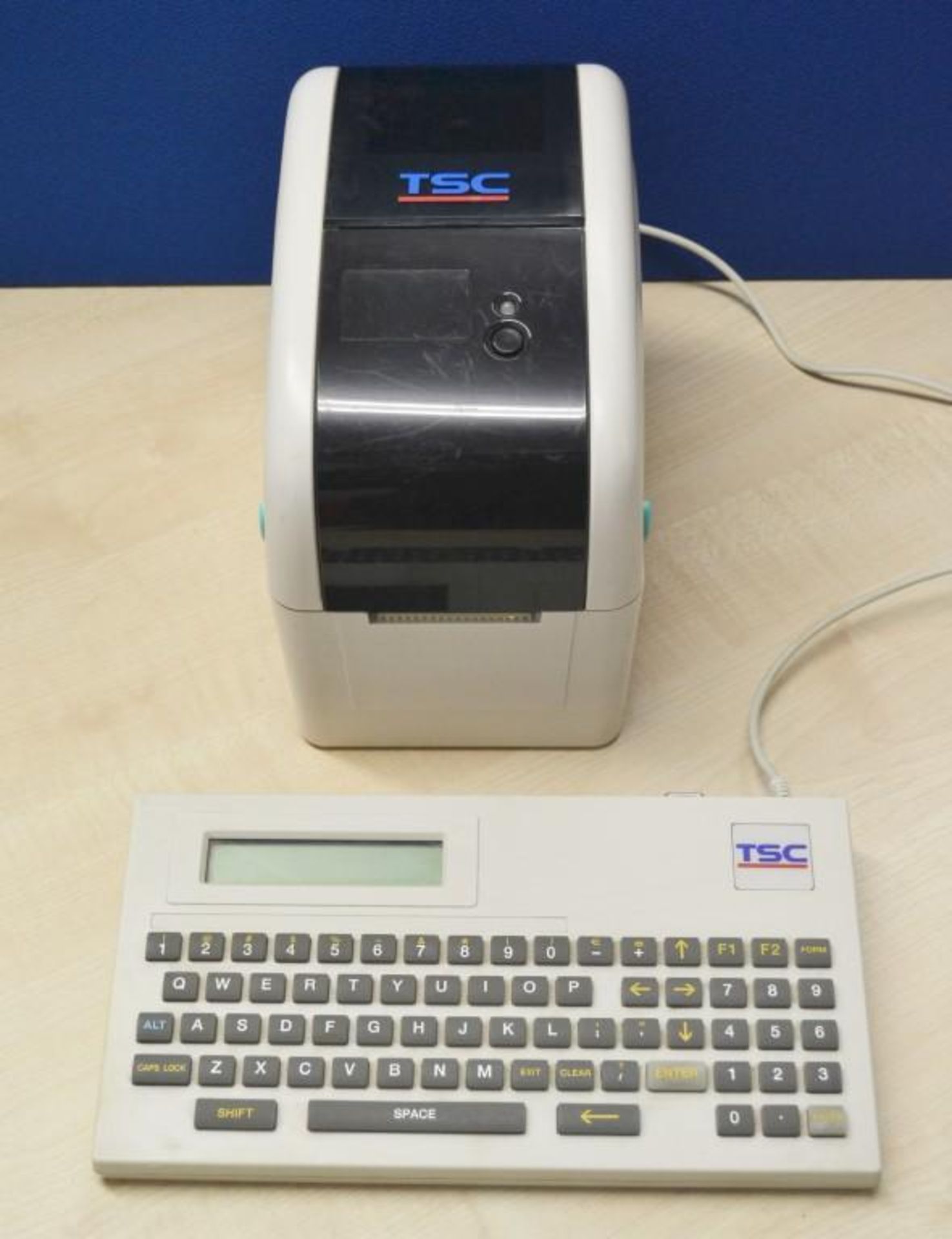 1 x TSC Thermal Desktop Label / Sticker Printer (Model: TTP-225) - Includes Keyboard - Recently Remo