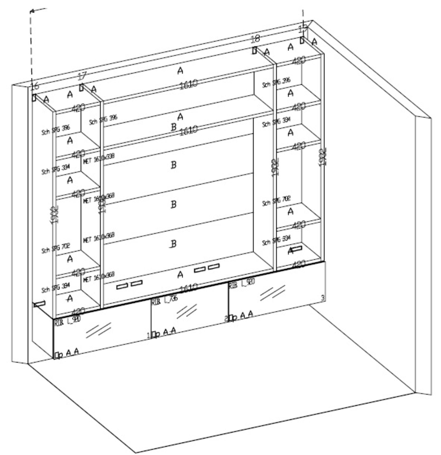 1 x LAGO Italian Made To Measure TV Bookcase / Wall Storage - Colour: Latte Biege Used In Very - Image 5 of 6