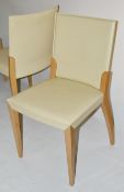 Set Of 8 x Cattelan Italia Designer Dining Chairs - Upholstered In A Rich Cream Hard Leather With