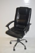 1 x Executives Office Chair - Black PU Leather and Chrome Finish - Features Swivel Height Adjustable