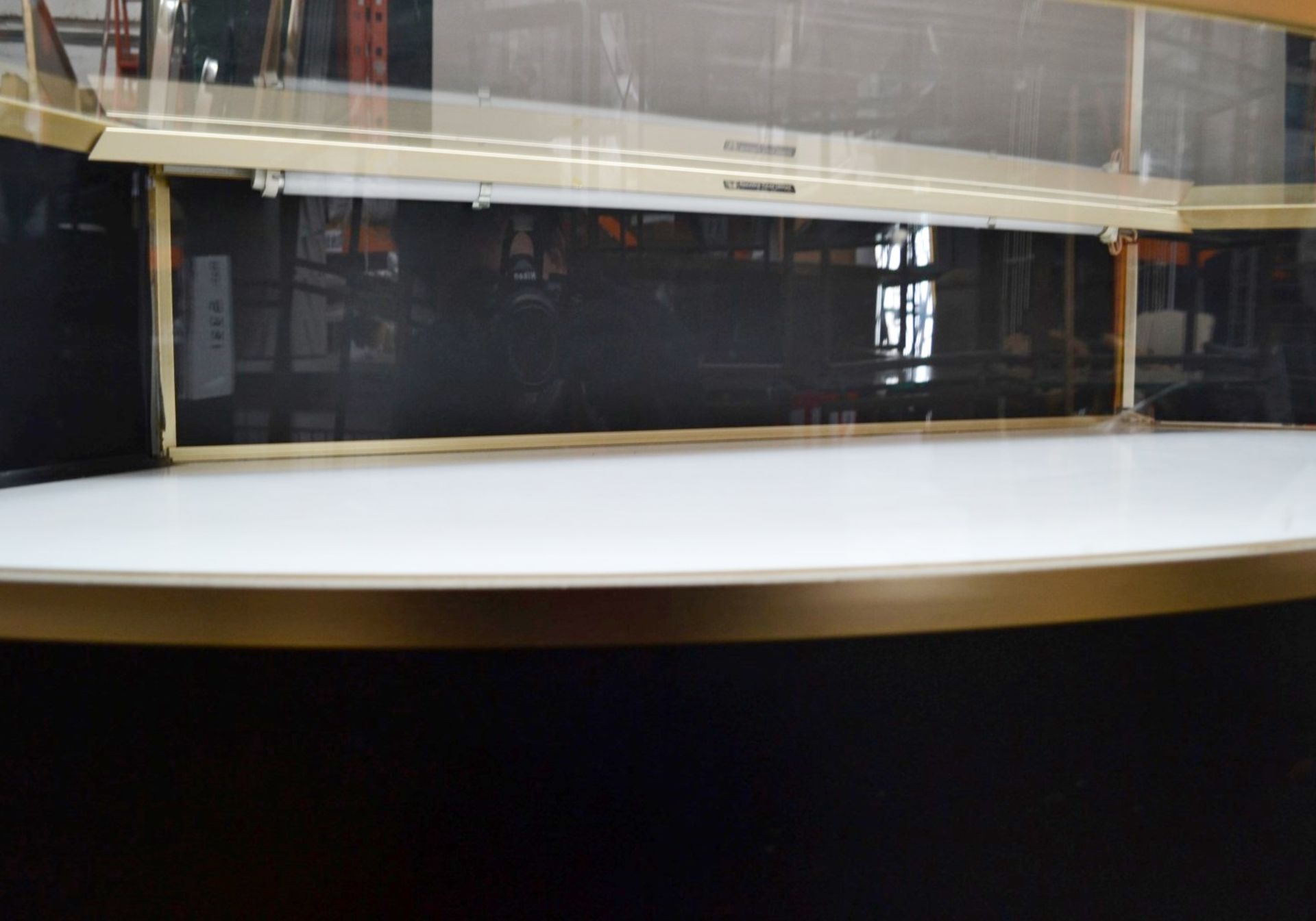 1 x Curved Retail Display Counter In Gold and Black, With Illuminated Glass Display - Image 5 of 5