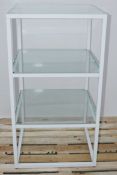 1 x 3-shelf Metal Shop Display / Storage Unit In White - Features A Sturdy Welded Metal Construction