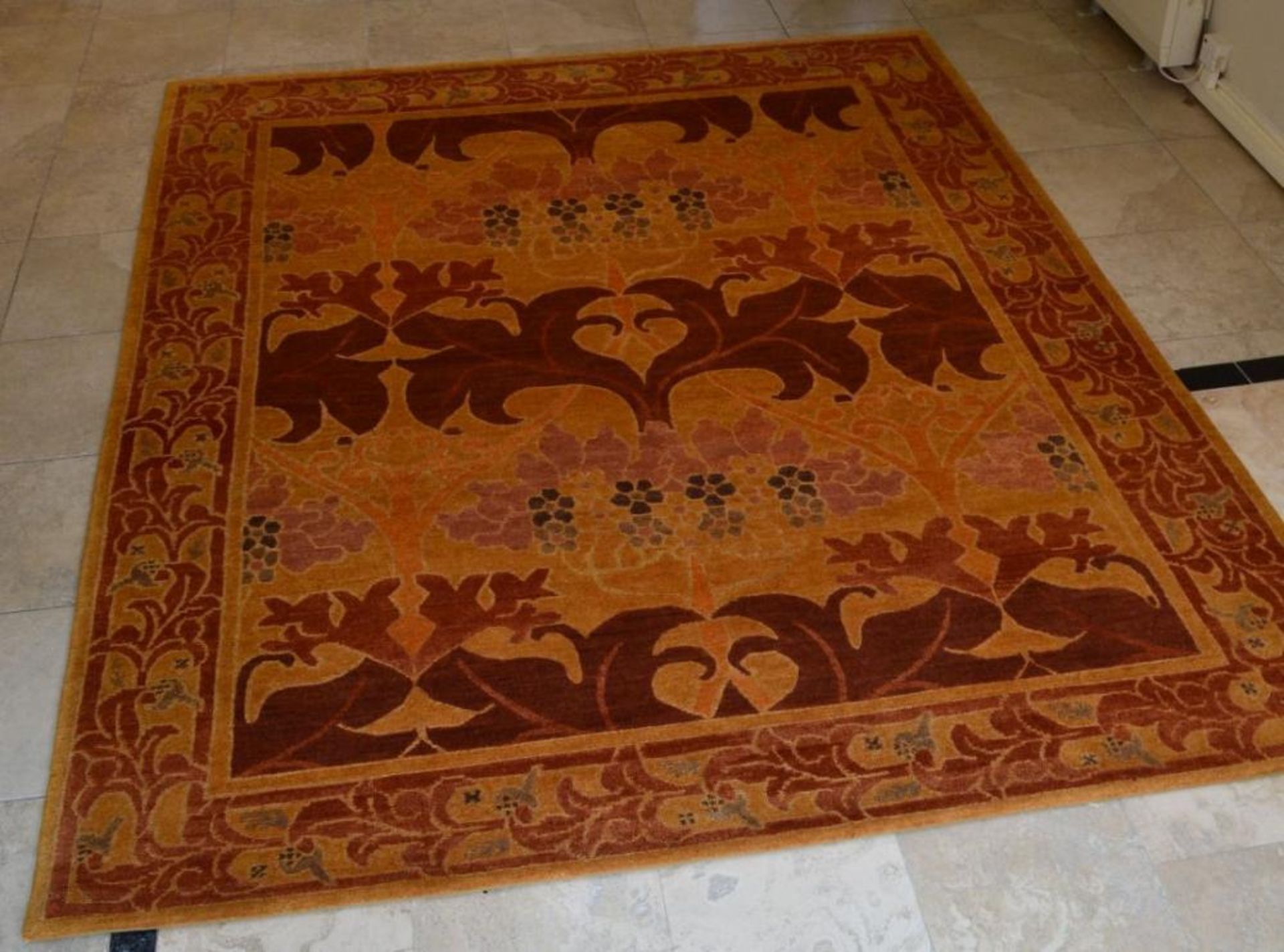 1 x Nepalese Terracotta Arts & Crafts Design Hand Knotted Rug - 100% Handspun Wool - Dimensions: - Image 8 of 18