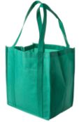200 x Reuseable Shopper XL Bags - Colour Khaki Green - Brand New Resale Stock - Size 255mm x 380mm x