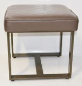 Set Of 4 x Upholstered Stools In A Brown Faux Leather - Recently Removed From A Major UK Store In