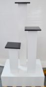 1 x Triple Plinth Shop Display In Black and White - Ex-Display In Good Condition - Overall