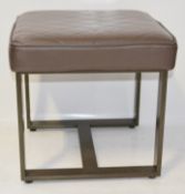 Pair Of Upholstered Stools In A Brown Faux Leather - Recently Removed From A Major UK Store In