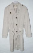 1 x Steilmann Kirsten Womens Belted Trench Coat In Faux Suede - Colour: Cream / Beige - Size 12 - CL