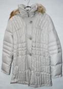1 x Steilmann Kirsten Womens Real Down Quilted Winter Coat In Light Silver - Removable Hood With Det