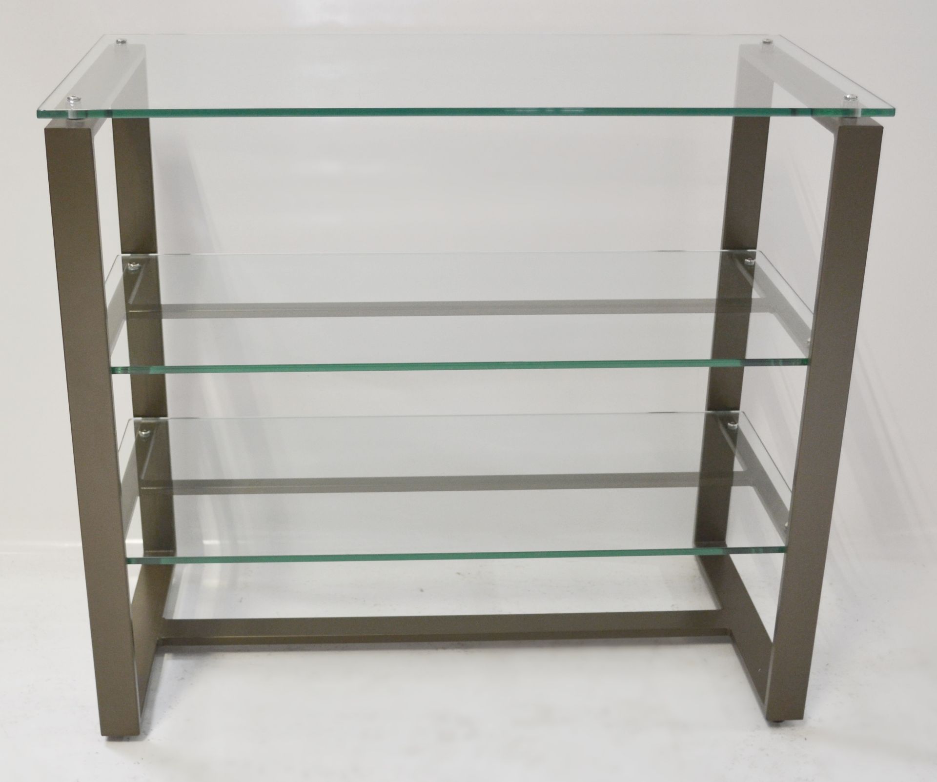 1 x 3-Shelf Glass Retail Display Unit With A Sturdy Metal Frame - Ex-Display, Recently Removed