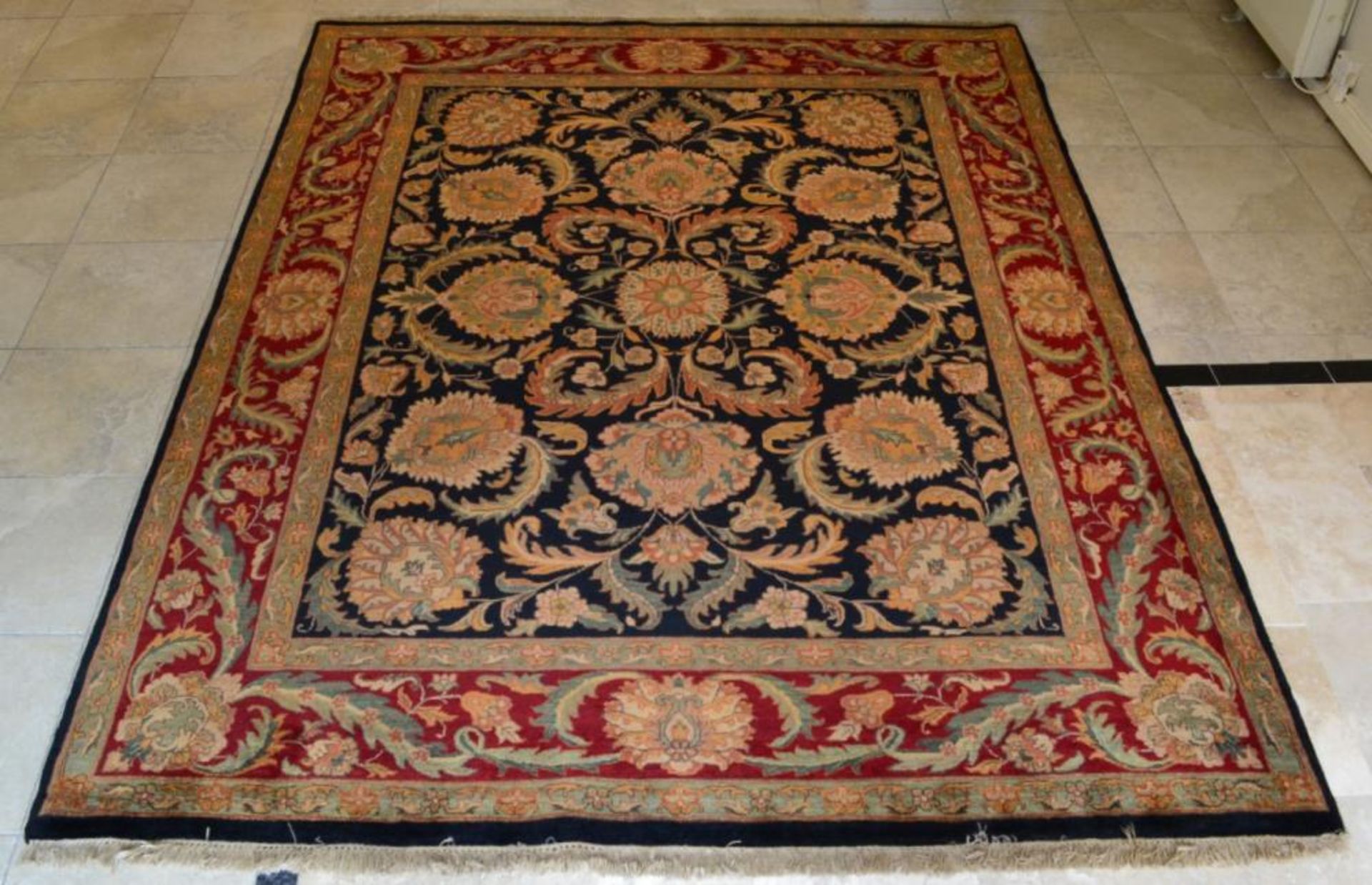 1 x Red and Black Jaipur Handknotted Carpet - Handwoven In Jaipur With Handspun Wool And Vegetable - Image 11 of 16