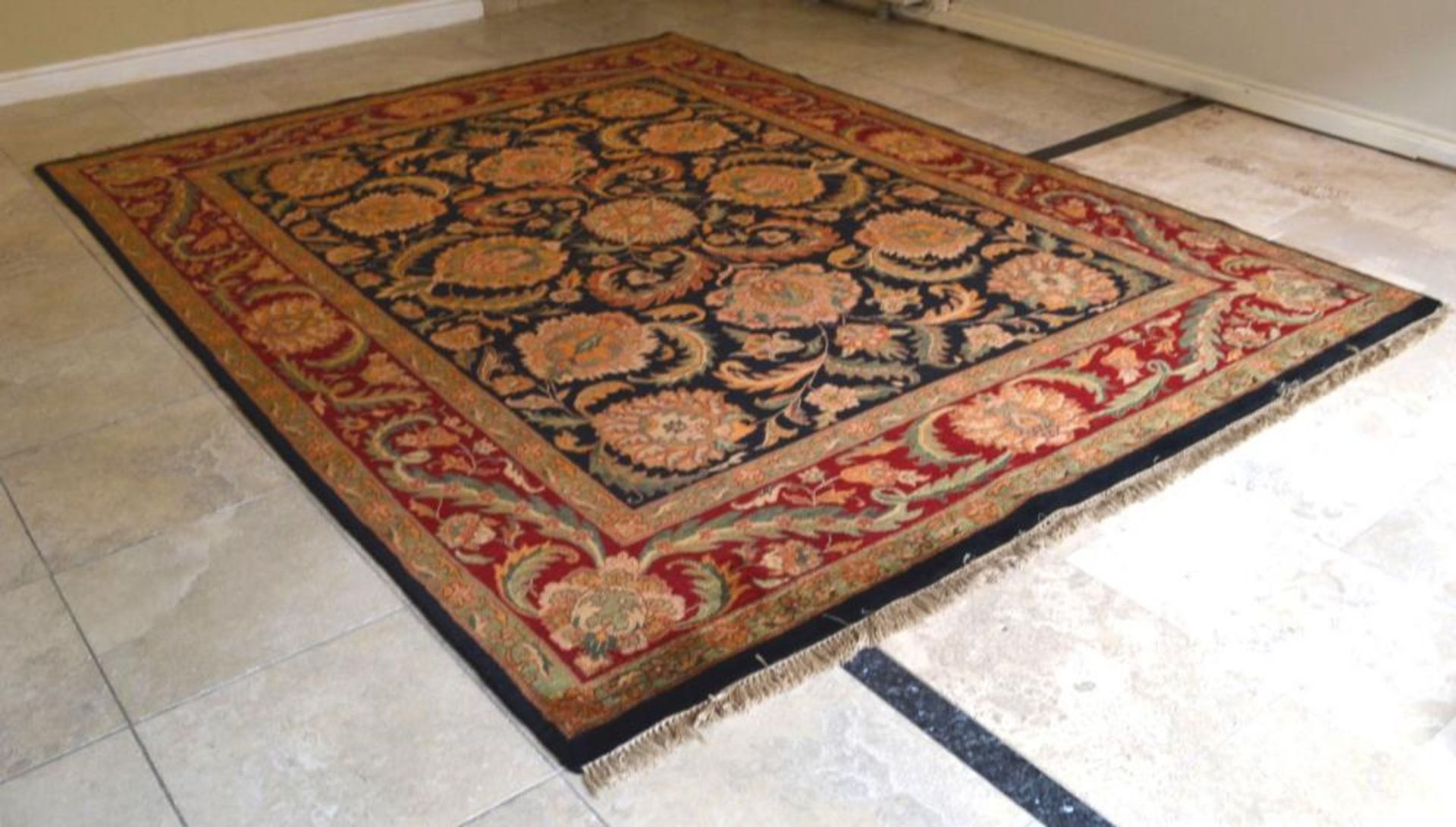 1 x Red and Black Jaipur Handknotted Carpet - Handwoven In Jaipur With Handspun Wool And Vegetable - Image 9 of 16