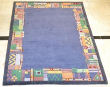 1 x Brink & Campman Blue/Multi-Colour Kodari Hand Knotted Carpet - Handmade in Nepal - 100% Wool -