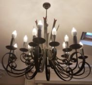 Impressive Bespoke 16-Sconce Wrought Iron Chandelier Light Fitting- CL266 - Used, In Very Good Conid