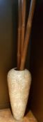 1 x Large Crackle Foor Standing Vase With Three Large Bamboo Sticks - Overall Height 214 cms - CL297