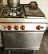 1 x Angelo Po Natural Gas Oven With 2 Burners and 1 Hot Plate - Stainless Steel Finish - CL180 -