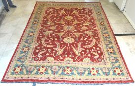 1 x Afghan Zeiglar All Vegeatble Dyed Hand Knotted Carpet - 100% Handspun Wool - Dimensions: