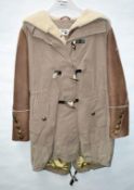 1 x Steilmann KSTN By Kirsten Womens Coat With Faux Sheepskin Arms - Colour: Khaki - UK Size 12 - Ne
