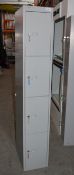 1 x Set of Bisley Lockers - Grey Coated Metal Construction - Features Four Staff Lockers -