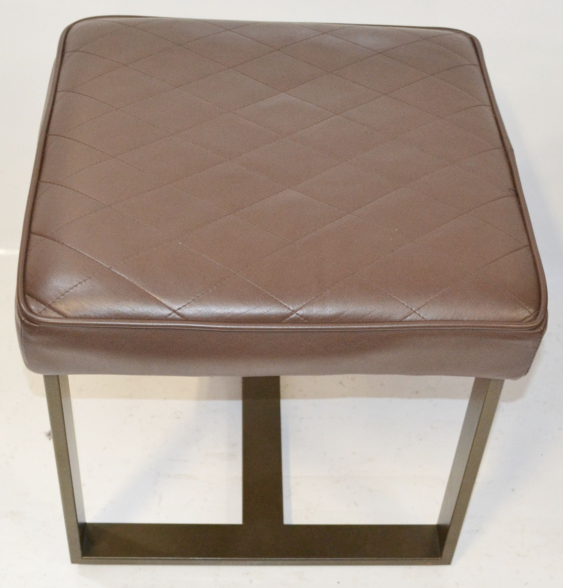 Pair Of Upholstered Stools In A Brown Faux Leather - Recently Removed From A Major UK Store In - Image 2 of 5