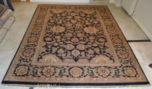 1 x Black Jaipur Handwoven Carpet - Made From Vegetable Dyed Handspun Wool - Dimensions: 367x277cm -