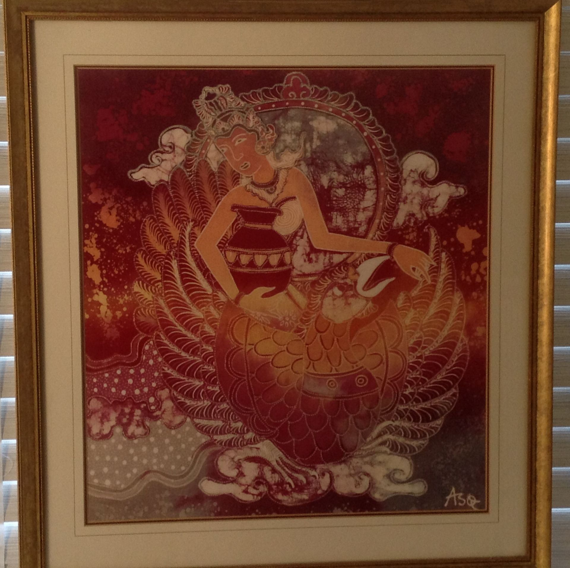 1 x Attractive Framed Bali Fabric Print - 57cm x 60cm (Framed) - CL248 - Location: Prestbury, - Image 2 of 2