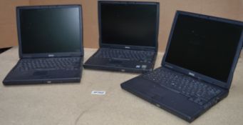 3 x Dell Latitude PP01L Laptop Computers - Untested - No Power Supplies - Hard Disk Drives Removed -