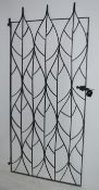 1 x Outdoor Garden Gate - Constructed From Metal and Painted Black - Leaf Design - H180 x W81