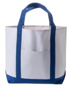 48 x Seashell Tote Bags - Colour White & Navy - Brand New Resale Stock - Size 280mm x 405mm x