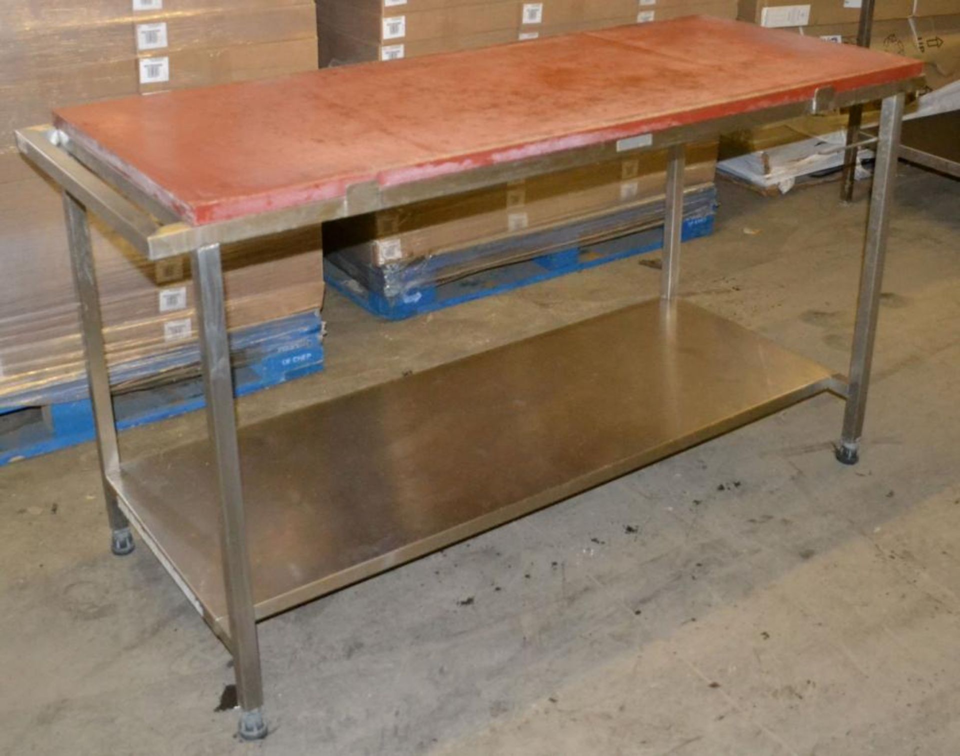 1 x Stainless Steel Poly Top Cutting / Prep Table - Dimensions: 153.5 x 71 x 86cm - Ref: MC132 -