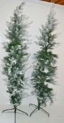 A Pair Of x 7Ft Skinny Form Imitation Christmas Trees - Ex-shop Display Prop In Good Condition -
