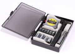 60 x Handicraft Tools Sets in Frosted Black Case - Features Four Socket Bits, Three Flat Head