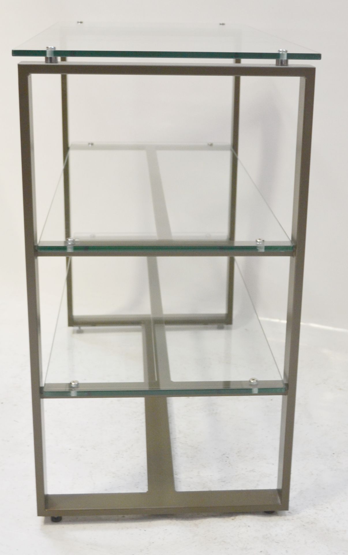 1 x 3-Shelf Glass Retail Display Unit With A Sturdy Metal Frame - Ex-Display, Recently Removed - Image 3 of 5