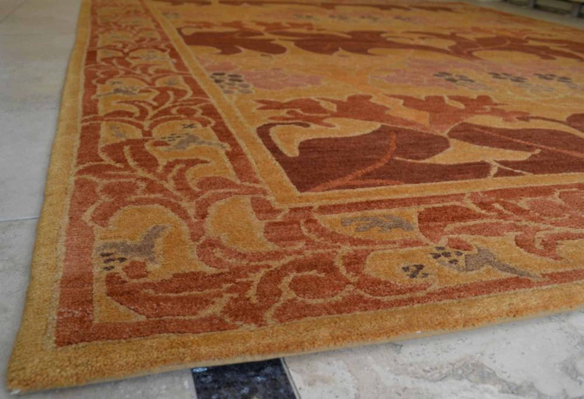 1 x Nepalese Terracotta Arts & Crafts Design Hand Knotted Rug - 100% Handspun Wool - Dimensions: - Image 7 of 18