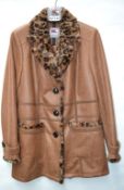 1 x Steilmann KSTN By Kirsten Womens Faux Leather Coat Lined In Leopard Faux Fur - UK Size 12 - New