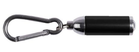250 x Focusing LED Mini Torch Light - Black Finish - Metal LED Keyring Torches With Karabina Clips -