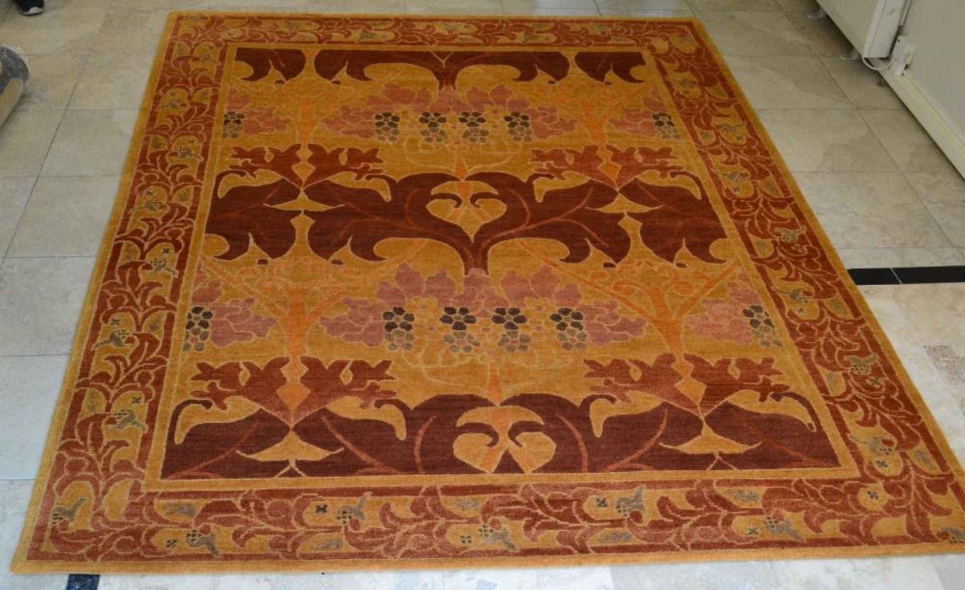 1 x Nepalese Terracotta Arts & Crafts Design Hand Knotted Rug - 100% Handspun Wool - Dimensions: - Image 4 of 18