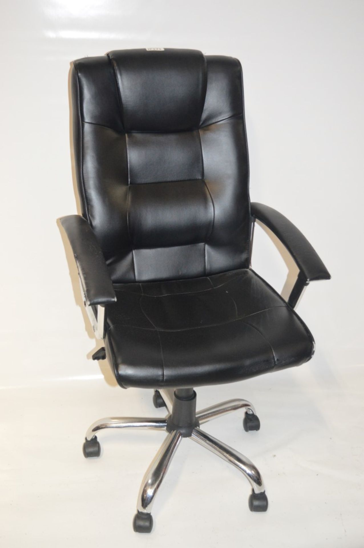 1 x Executives Office Chair - Black PU Leather and Chrome Finish - Features Swivel Height Adjustable
