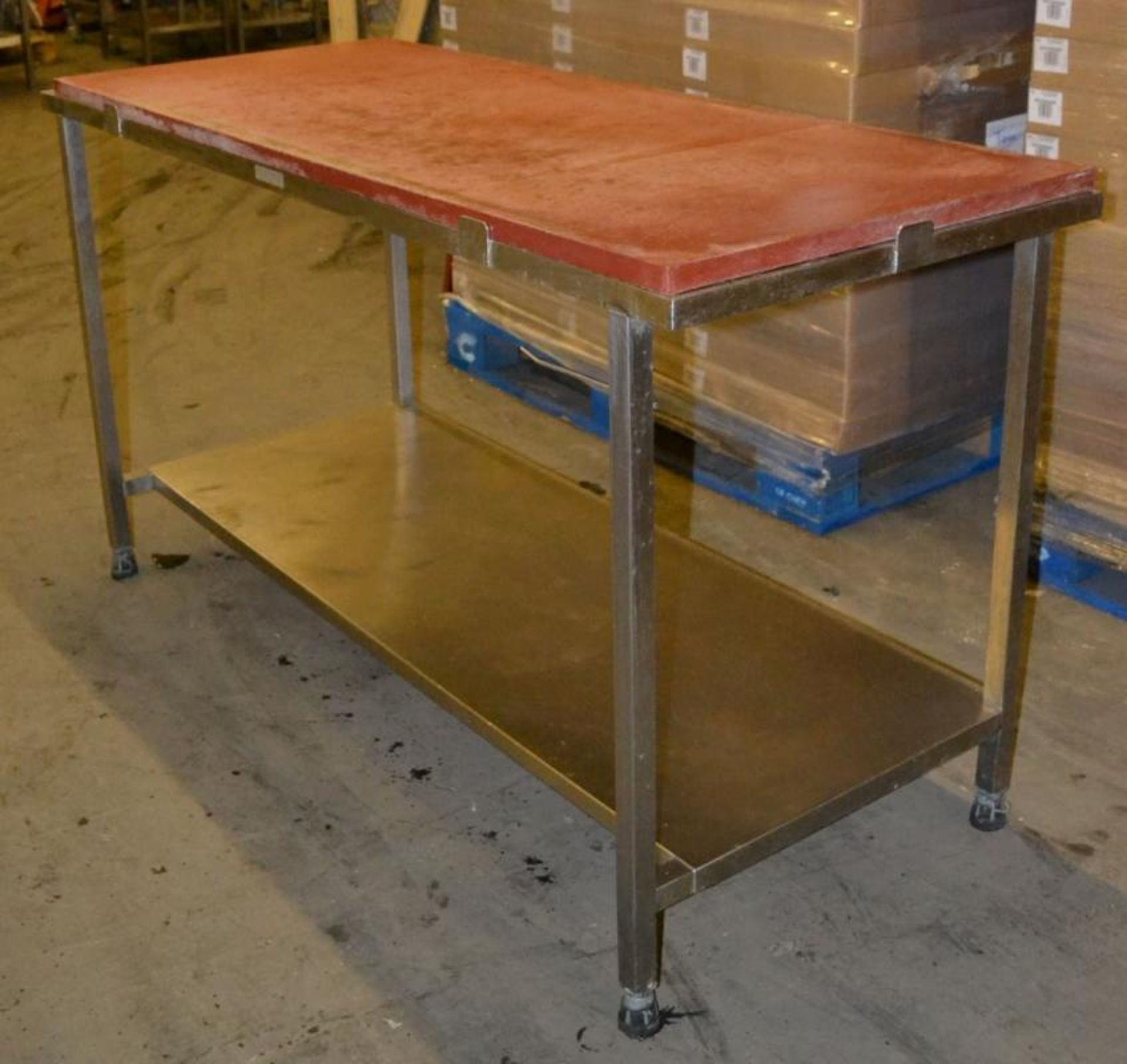 1 x Stainless Steel Poly Top Cutting / Prep Table - Dimensions: 153.5 x 71 x 86cm - Ref: MC132 - - Image 2 of 2