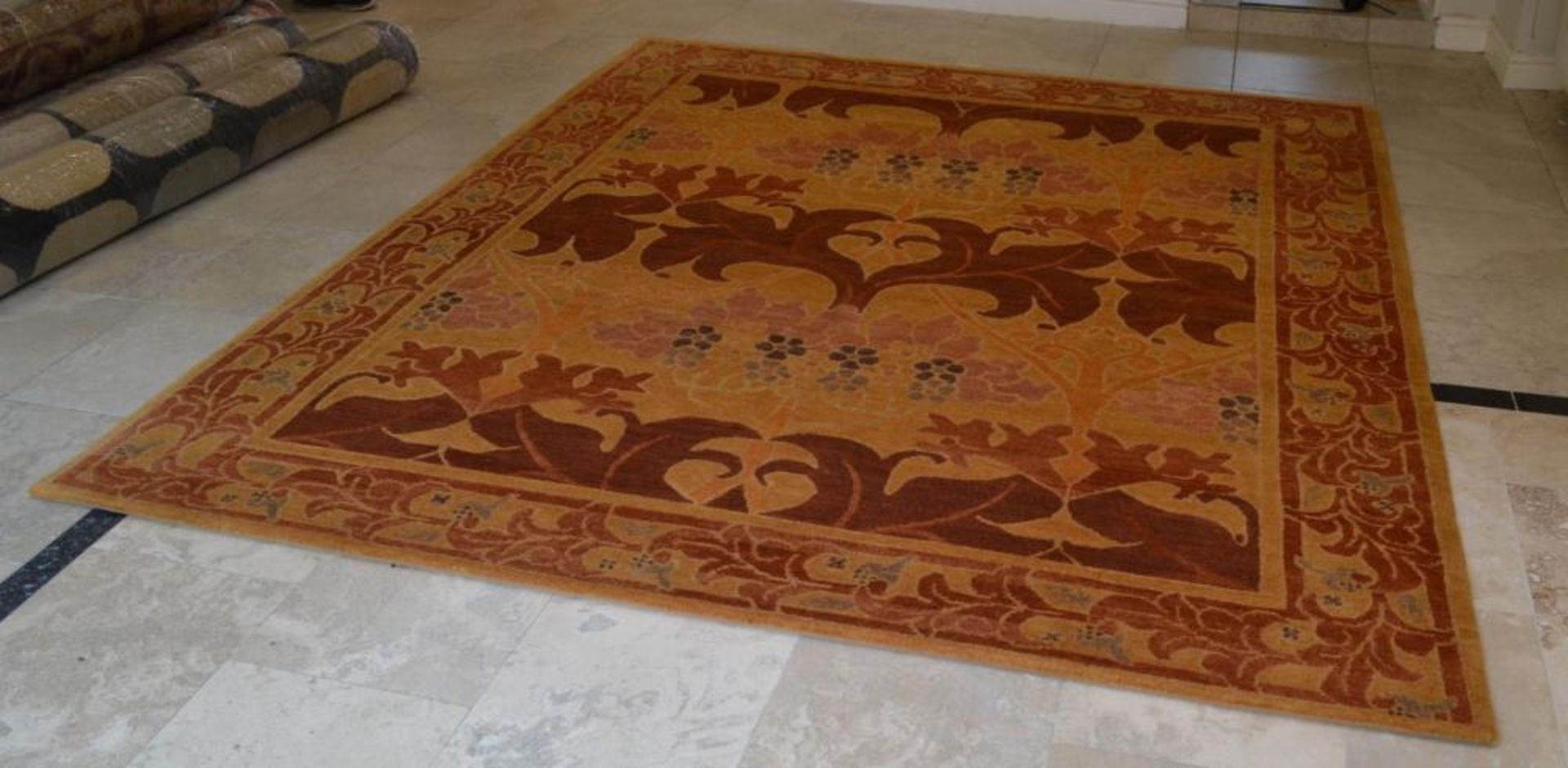 1 x Nepalese Terracotta Arts & Crafts Design Hand Knotted Rug - 100% Handspun Wool - Dimensions: - Image 15 of 18