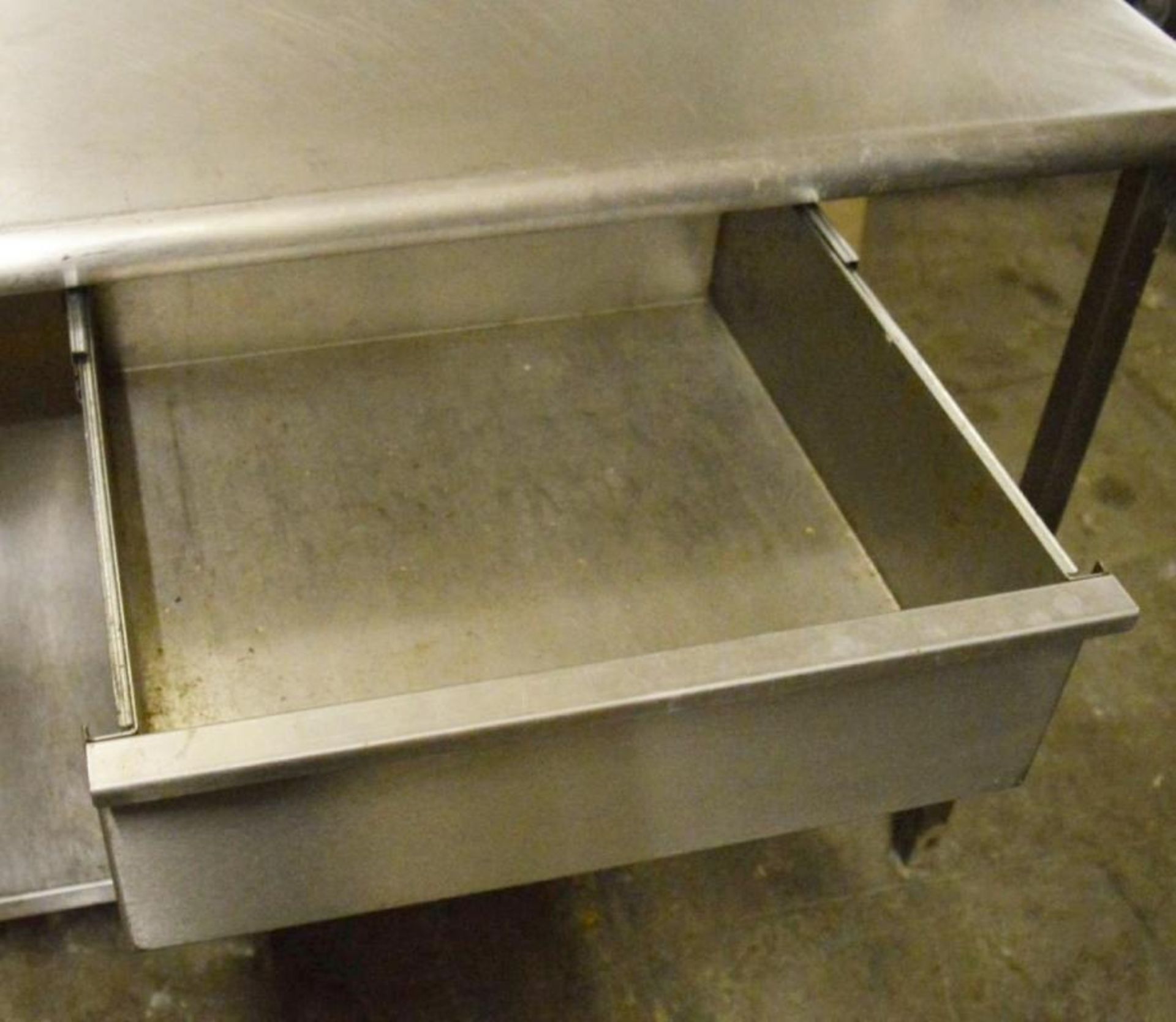 1 x Stainless Steel Preperation Table With Undershelf, Integral Drawer and Over Shelf - H86/146 x W1 - Image 5 of 5