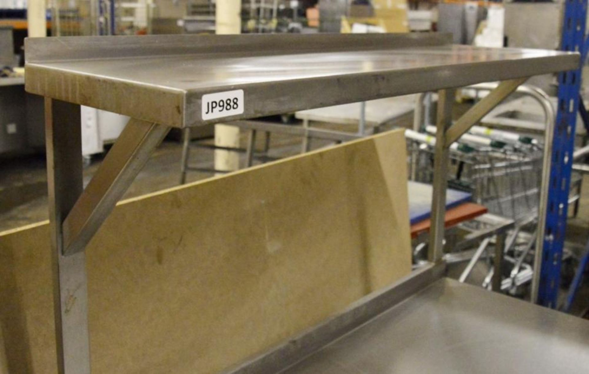 1 x Stainless Steel Preperation Table With Undershelf, Integral Drawer and Over Shelf - H86/146 x W1 - Image 3 of 5