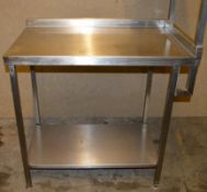 1 x Right Hand Preperation Table With Undershelf and Over Shelf - H93/171 x W100 x D62 cms - CL282 -