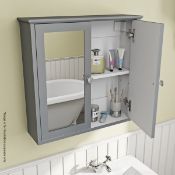 1 x Camberley 2-Door Mirrored Bathroom Cabinet In Grey - H60 x W62 x D17cm - Ref MT725 - CL269