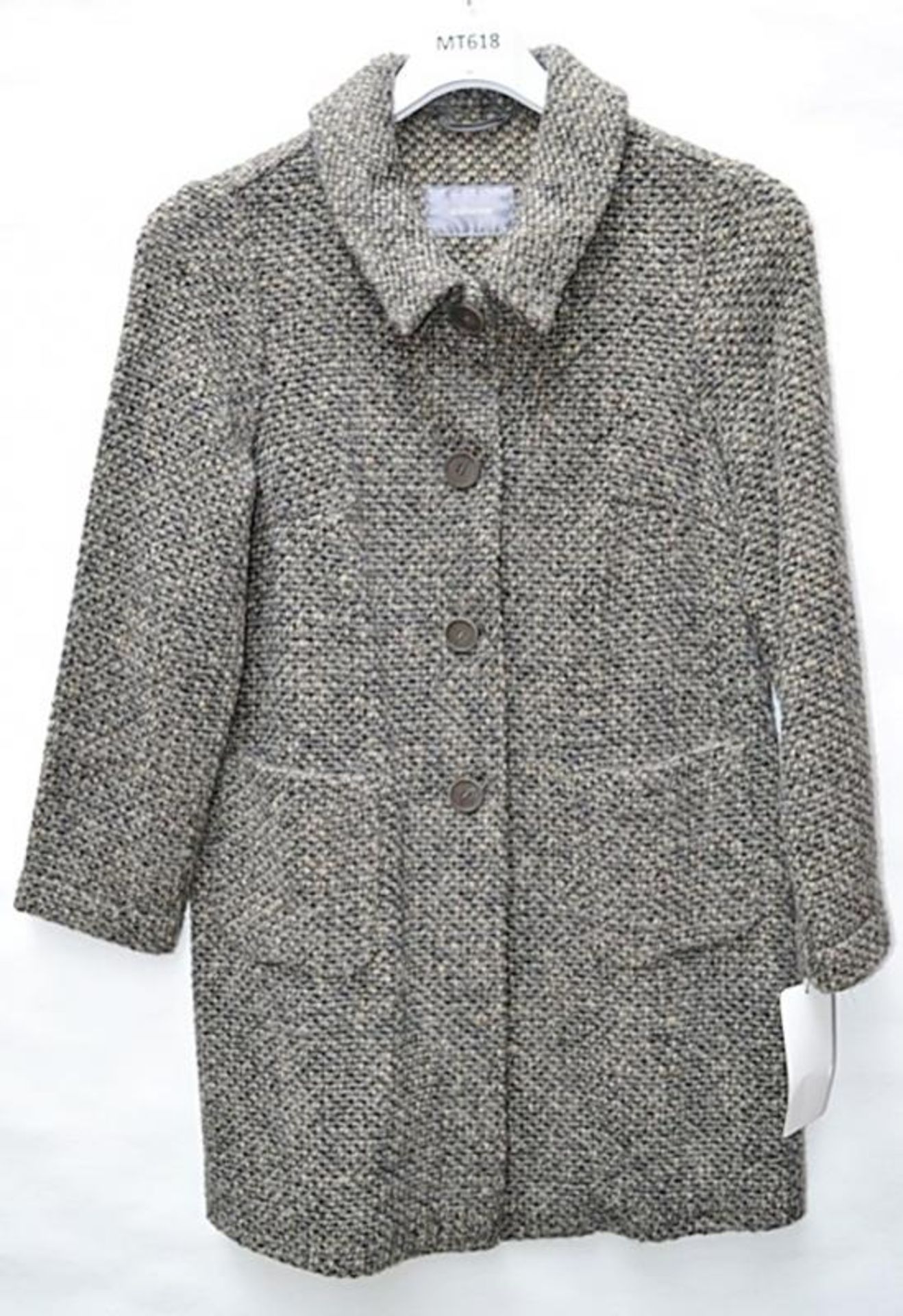 1 x Steilmann Womens Knitted Wool Blend Winter Coat - 87cm Long - Colour: Camel & Metallic Grey - UK