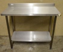 1 x Stainless Steel Prep Table With Backsplash and Undershelf - H90 x W105 x D51 cms - CL282 - Ref J